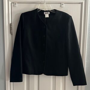 Vintage Wool Blend Black Blazer Overcoat Academia Classic Minimalist Women’s 8